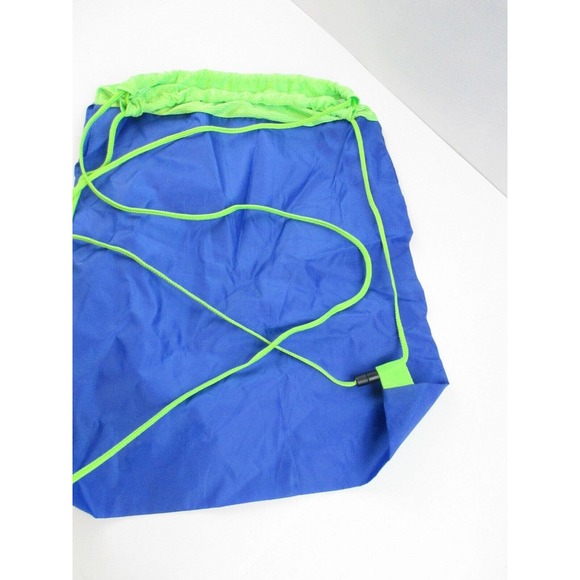 BAB Backpack Cinch Bag Drawstring Tote Blue/Green - Picture 2 of 2